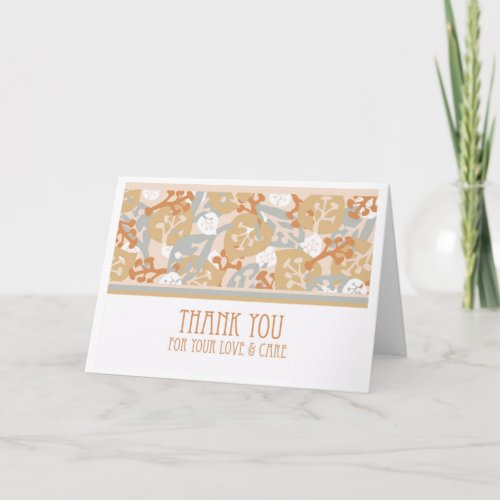 Thank You Card for Caregiver Leaf Shapes Art