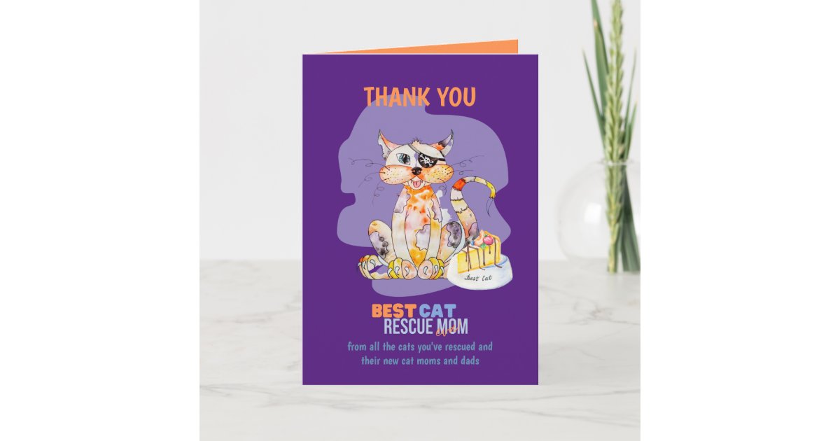 Thank You Card For CAT RESCUE MOM Foster Carer | Zazzle