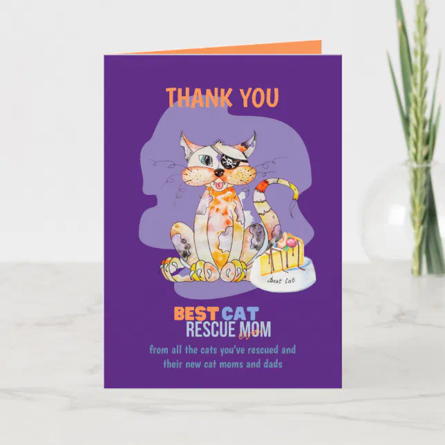 Thank You Card For CAT RESCUE MOM Foster Carer | Zazzle