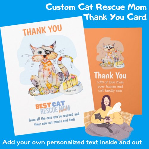 Thank You Card For CAT RESCUE MOM Foster Carer etc