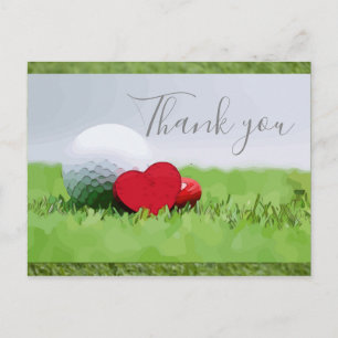 Thank you card for golfer with golf ball & love