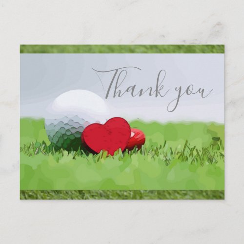 Thank you card for golfer with golf ball  love