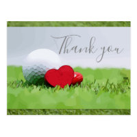 Thank you card for golfer with golf ball & love