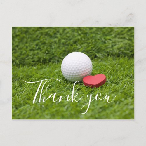 Thank you card for golfer with golf ball  love