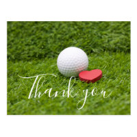 Thank you card for golfer with golf ball & love