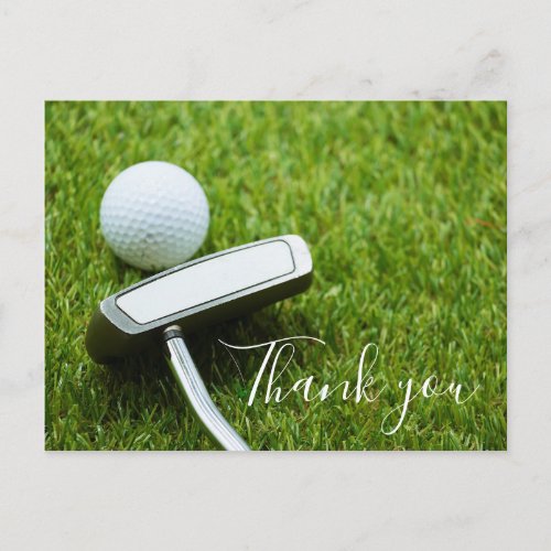Thank you card for golfer with golf ball  Putter