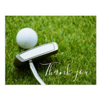 Thank you card for golfer with golf ball & Putter