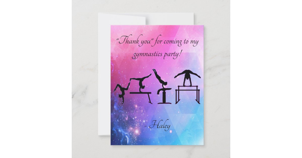 Thank you card for Gymnastics Birthday Party | Zazzle