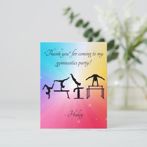 Thank you card for Gymnastics Birthday Party | Zazzle