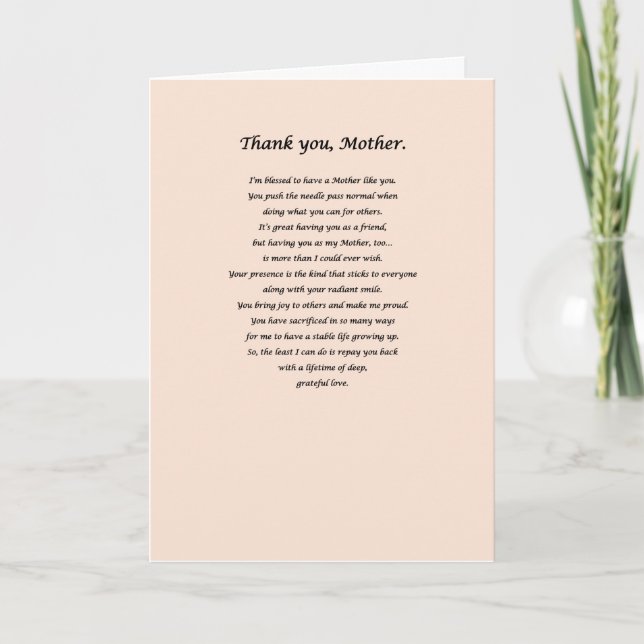 Thank You Card (For Mothers) (Front)