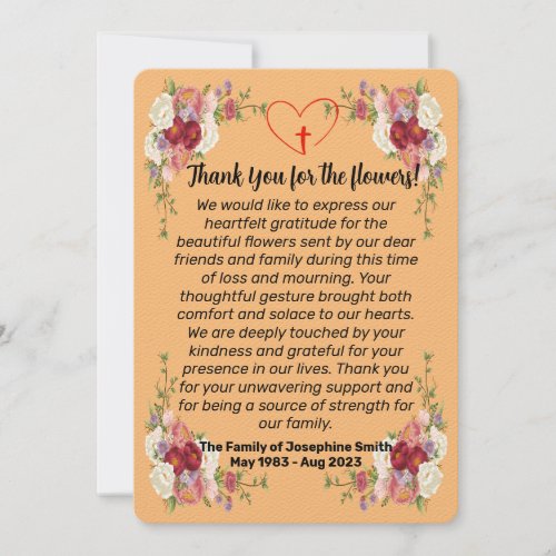Thank You Card For Sending Flowers After Death 