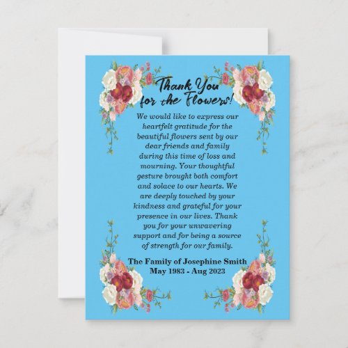 Thank You Card For Sending Flowers After Death