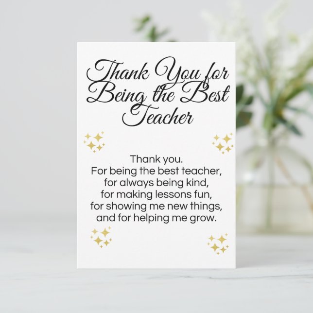Thank you card for teachers (Standing Front)