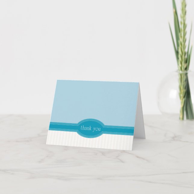 Thank You Card for Wedding or Shower, Aqua (Front)