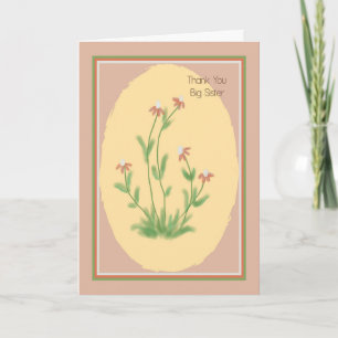 Thank You Card for Your Big Sister Hand Painted