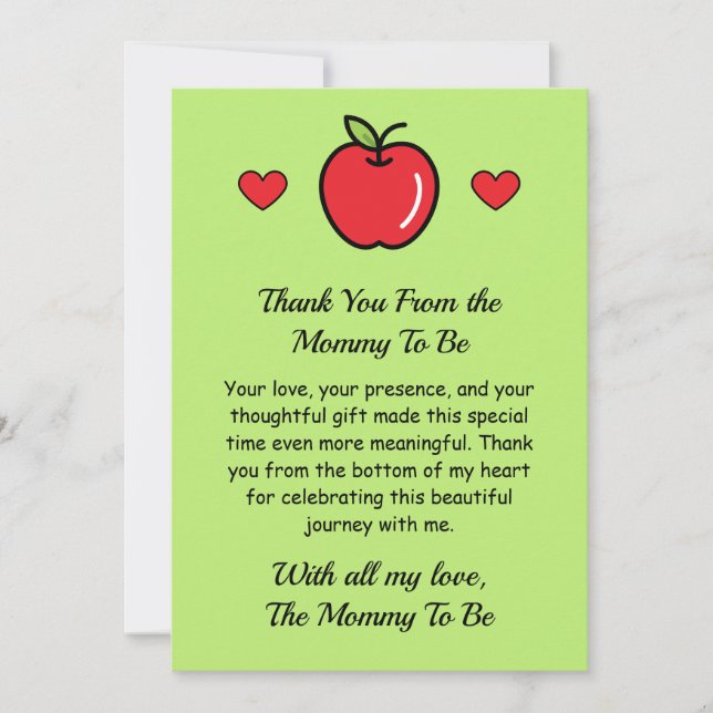Thank You Card from Mommy To Be – Baby Shower  (Front)