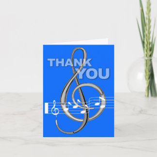 Thank You Card G Clef Music Note Blue
