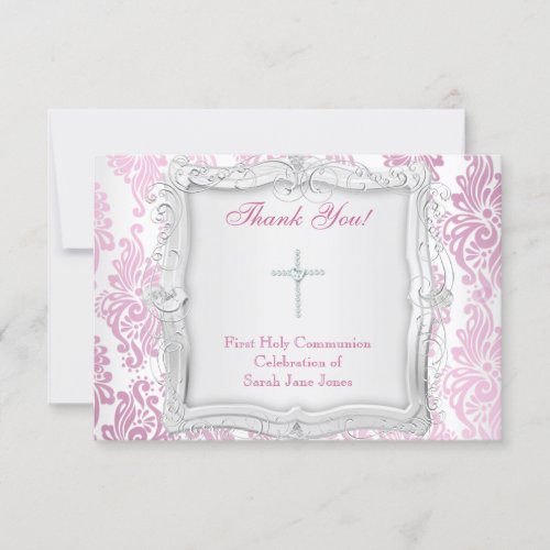 Thank You Card Girl First Holy Communion Cross