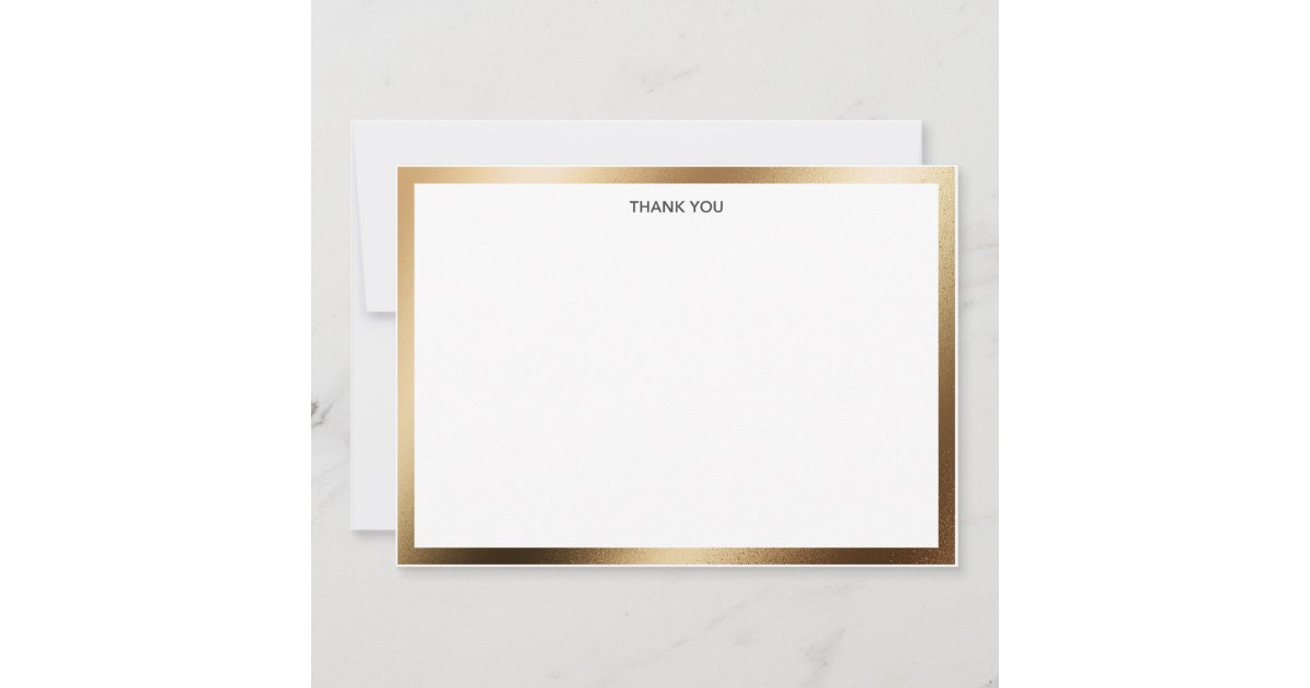 Thank You Card Gold Border | Zazzle