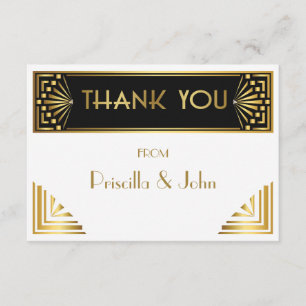 Thank You Card,Great Gatsby,elegant,chic,white Card