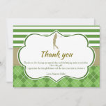 Thank You Card Green Gold Golf Personalized at Zazzle