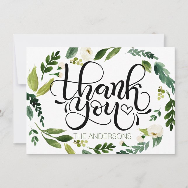 Thank you card - hand lettered card watercolor (Front)