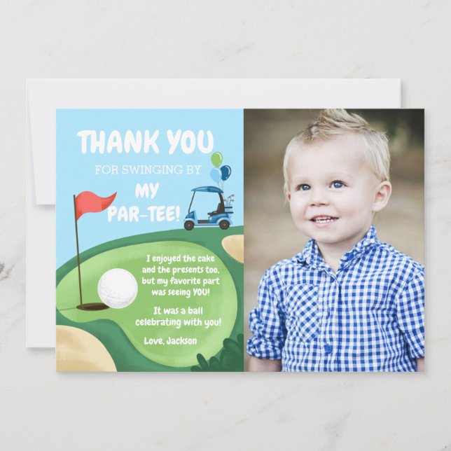 Thank You Card Hole In One Golf Birthday Par-Tee (Front)