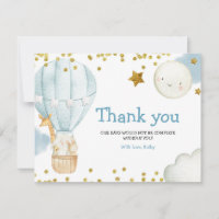 Thank you Card Hot Air Balloon Animals Baby Shower