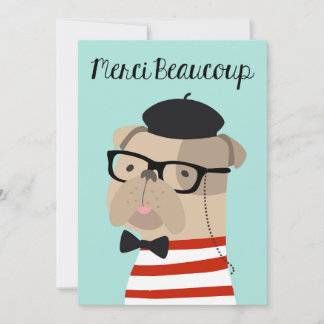 Thank You Card in French - Frenchie Bulldog Merci