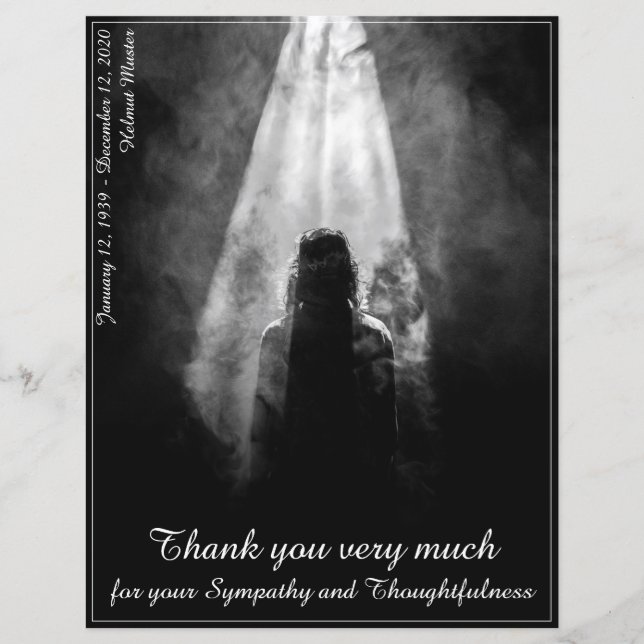 Thank You Card Into the light - goodbye my dear (Front)
