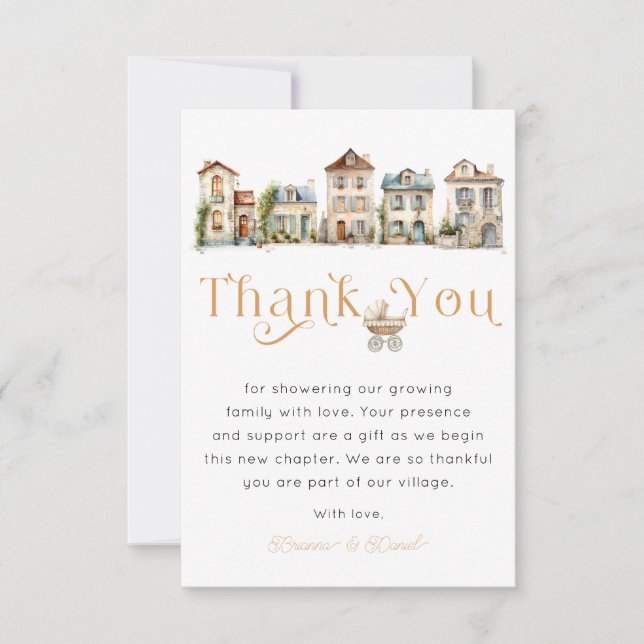Thank You Card – It Takes a Village Baby Shower (Front)