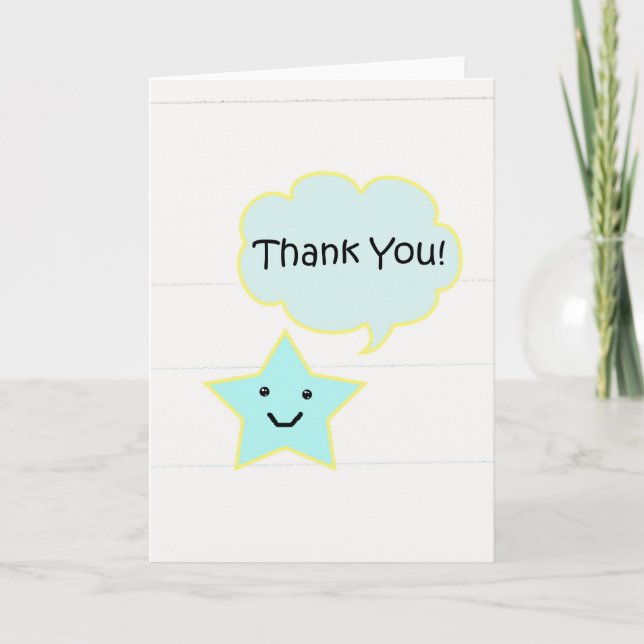 Thank You Card Kawaii Star and Cloud (Front)