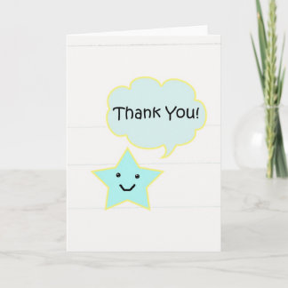 Thank You Card Kawaii Star and Cloud