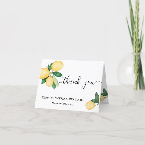 Thank You Card Lemons Bridal Shower Wedding folded