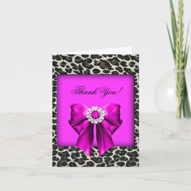 Thank You Card Leopard hot pink (Front)