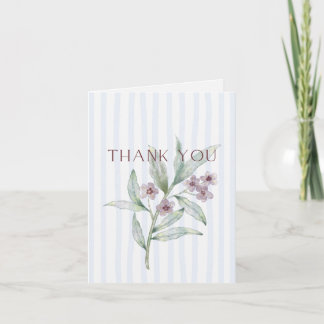 Thank You Card- Light Blue with Flowers Card