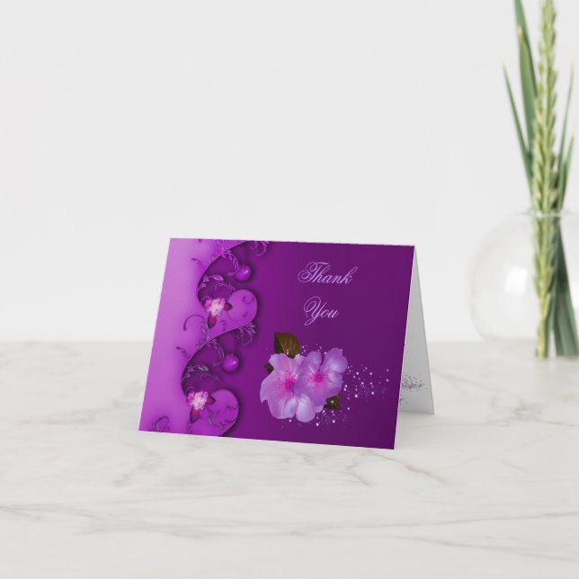 Thank You Card Lilac Purple Flowers (Front)