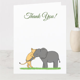 Thank You Card- Lion and Elephant Card