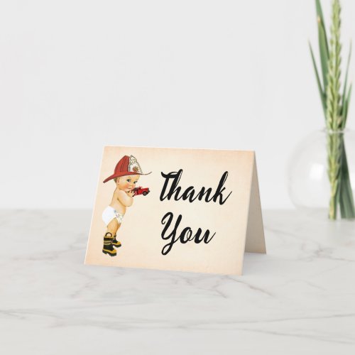 Thank You Card Little Firefighter Baby Shower