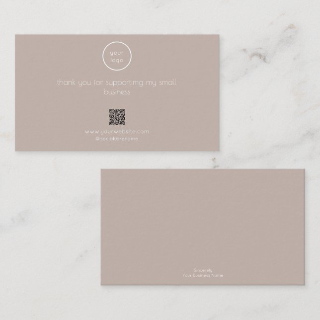 Thank You Card Logo QR Code Small Business Packagi (Front/Back)