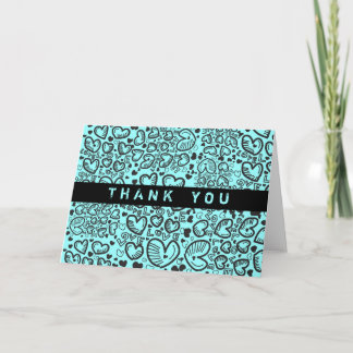 Thank You Card Love Heart Blue