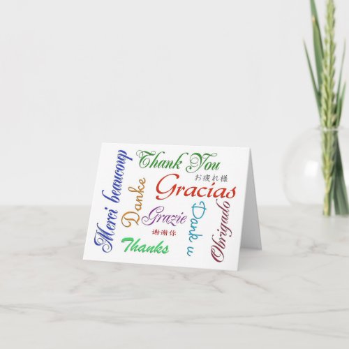 Thank you card Many languages custom greeting 