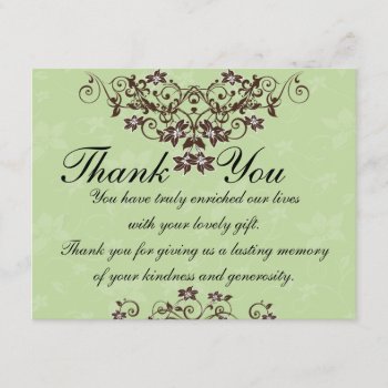 Thank You Card - Mint Green & Chocolate Brown by OLPamPam at Zazzle