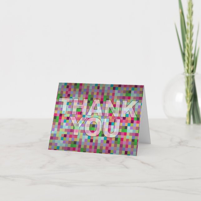 Thank You Card Modern Color Pixelation (Front)