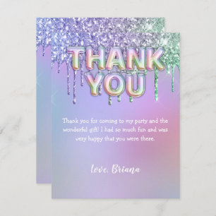 Thank You Card Modern Rainbow Glitter Balloons