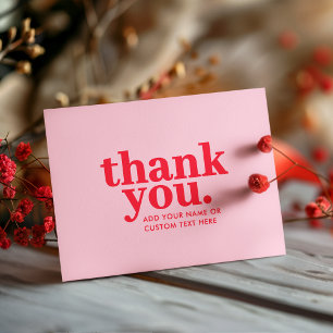 Thank you Card Modern Red & Pink