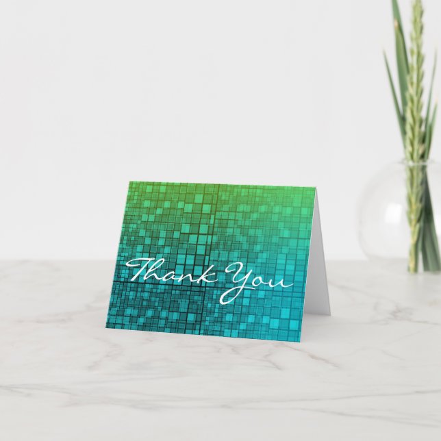 Thank You Card Mosaic Blue Green (Front)