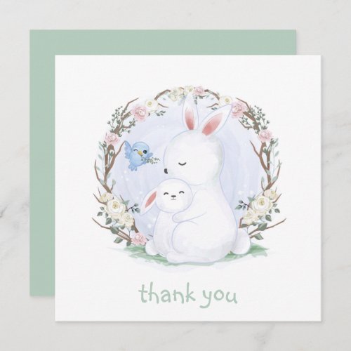 THANK YOU CARD  MOTHER  BABY BUNNIES