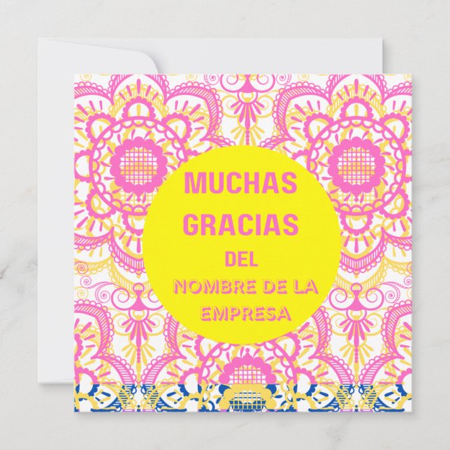 Thank you- card  "muchas gracias" (Spanish) (Front)