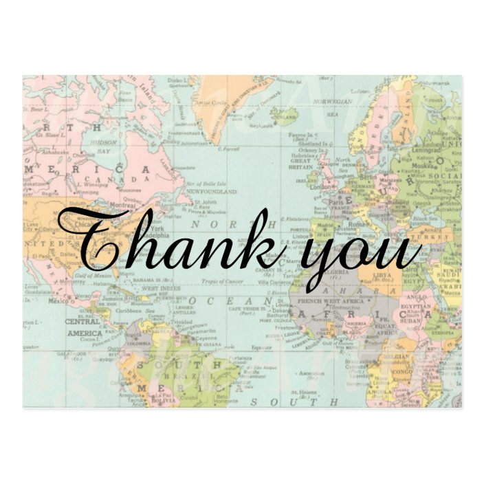 Thank You Card - Multicolor World Map | Zazzle.com